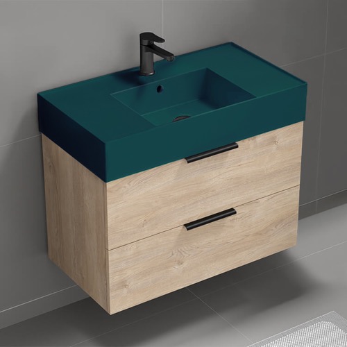 Floating Bathroom Vanity, Modern, 32 Inch, Green Ceramic Sink Nameeks DERIN310